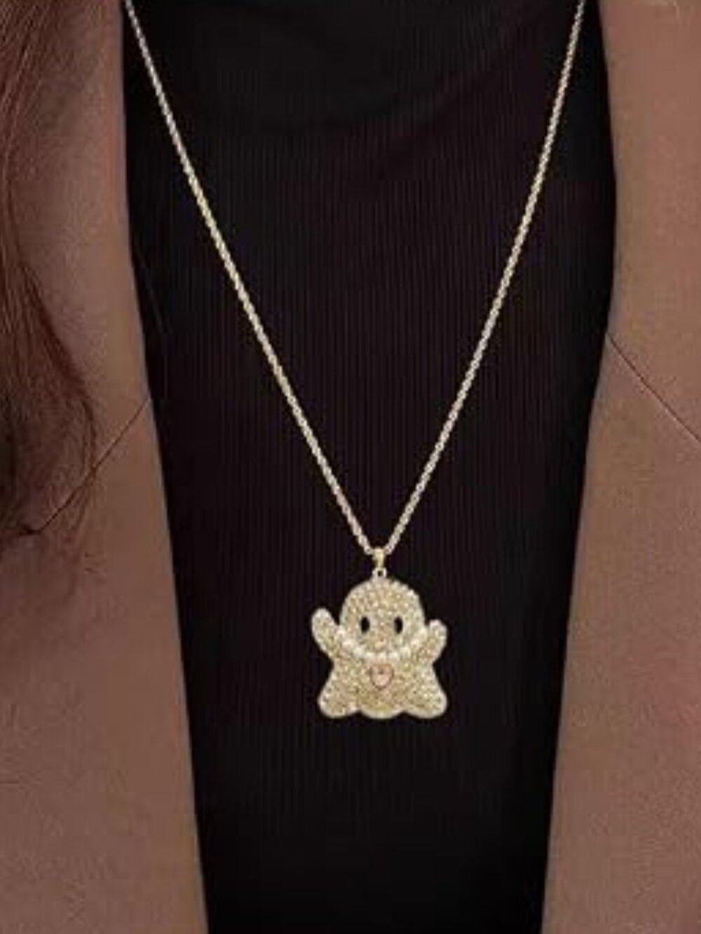 Neiman Marcus CZ Ghost Spooky Heart Gemstone Necklace - Picture 2 of 3
